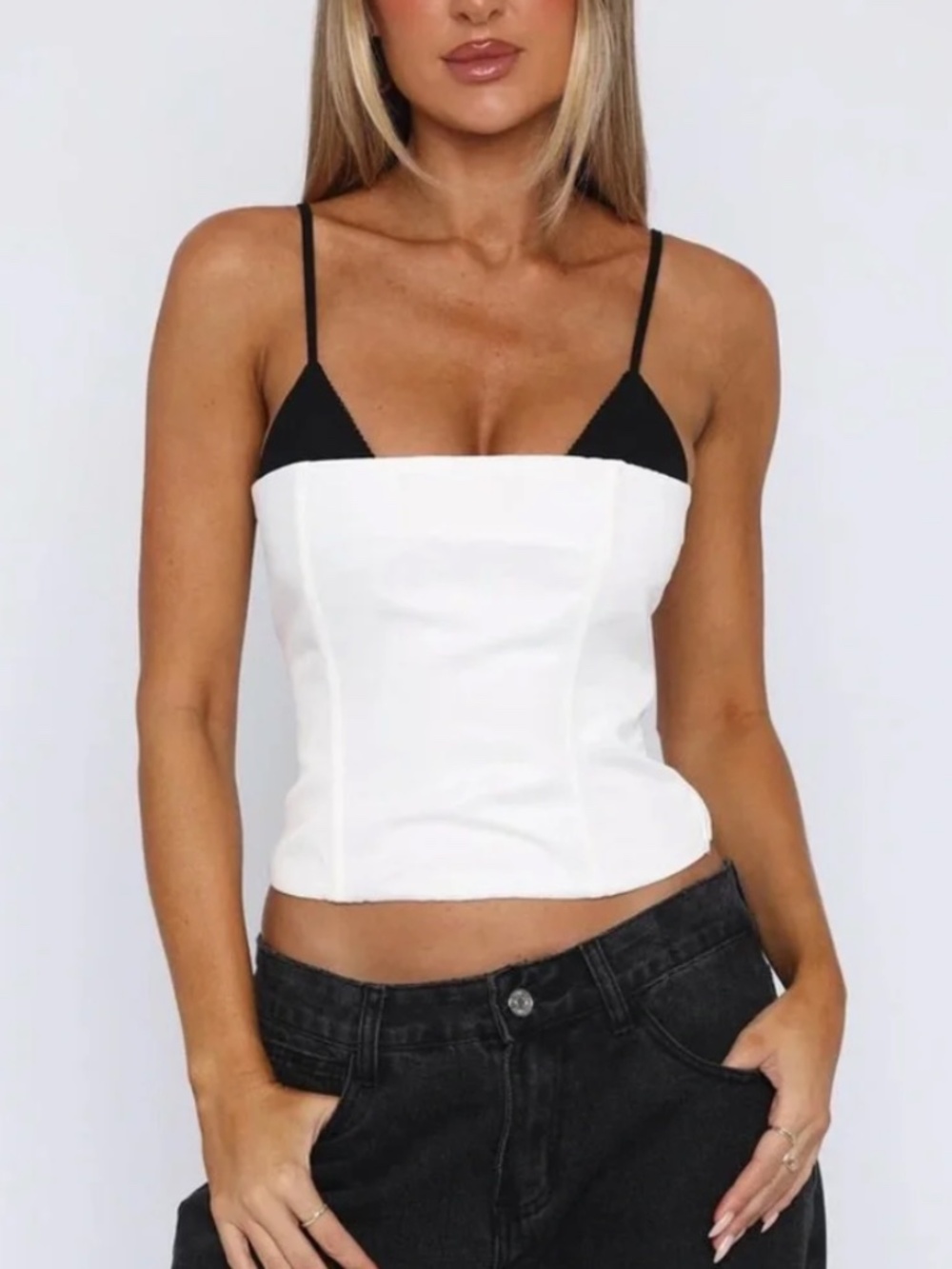 White Fox Girl About Town Bustier White/Black - XS